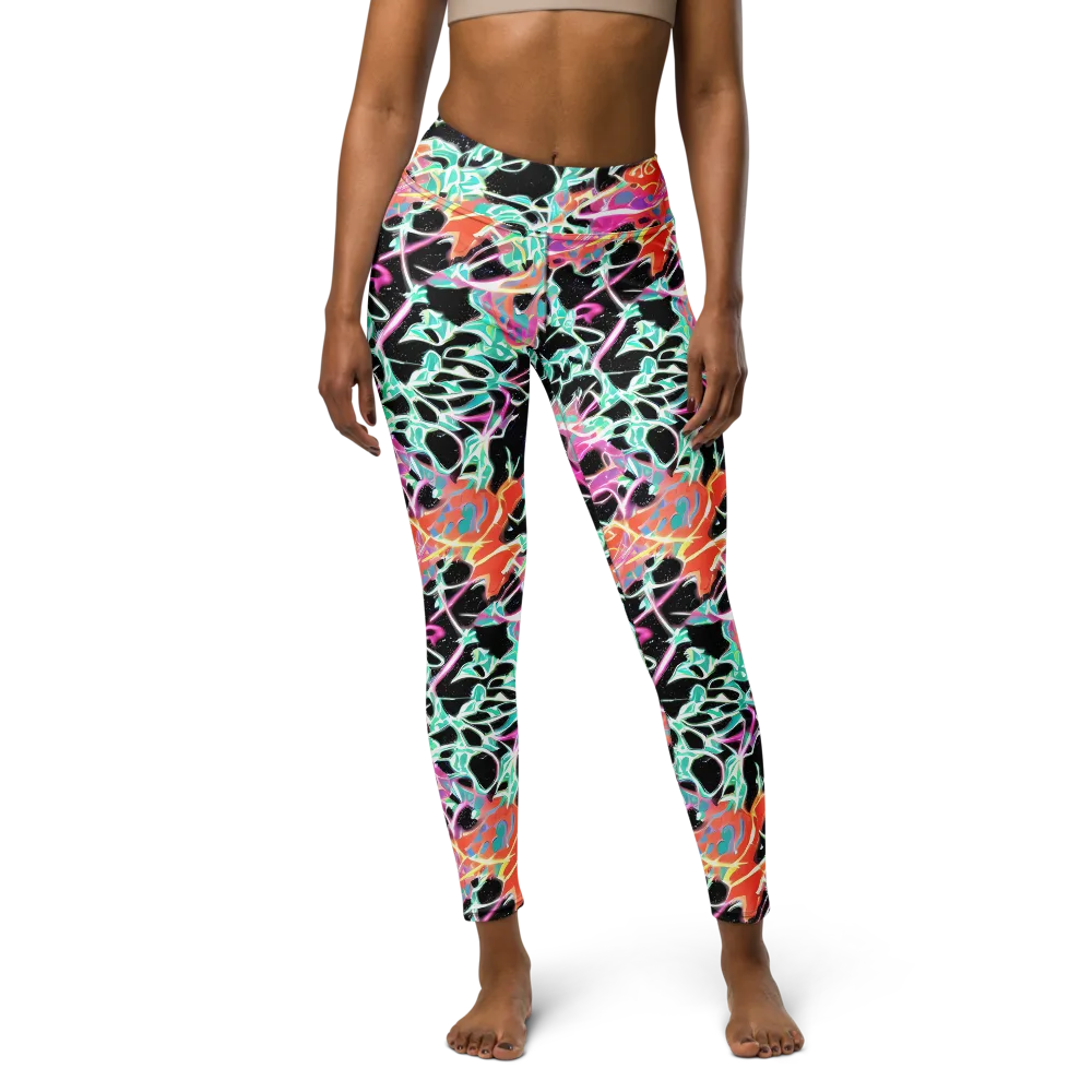 Pixel Lagoon on Yoga Leggings — Front