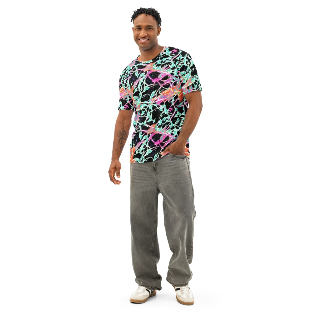 Pixel Lagoon on Men's Cotton Crew Neck T-Shirt — Front
