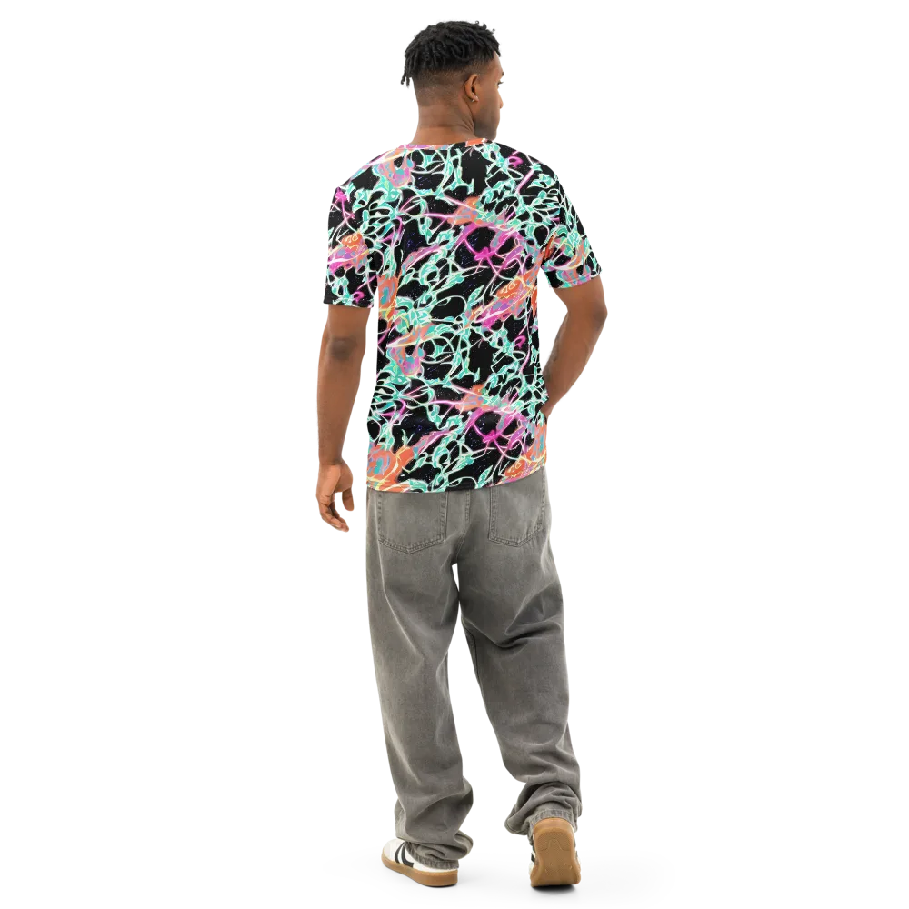 Pixel Lagoon on Men's Cotton Crew Neck T-Shirt — Back