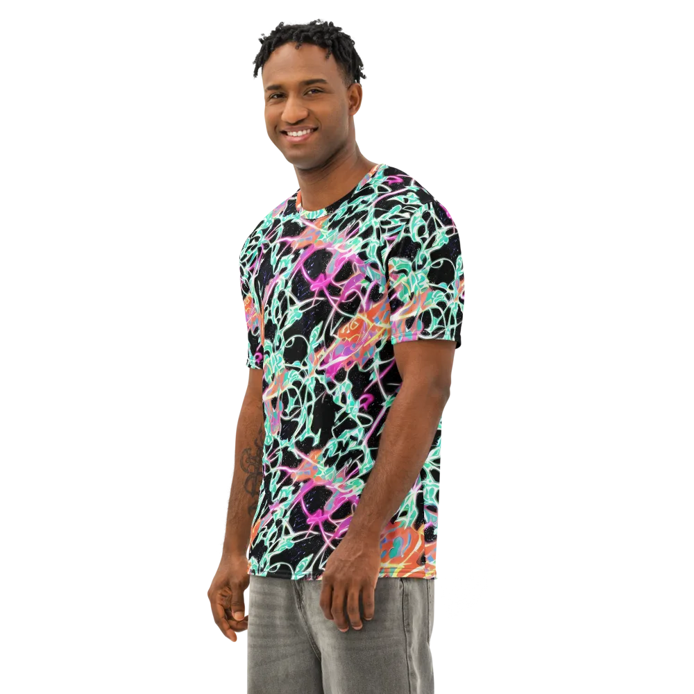 Pixel Lagoon on Men's Cotton Crew Neck T-Shirt — Left Front