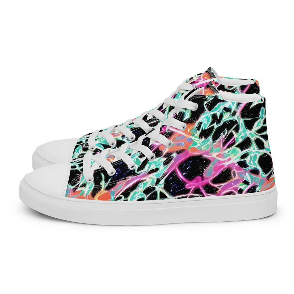Pixel Lagoon on Men's High Top Canvas Shoes — Left