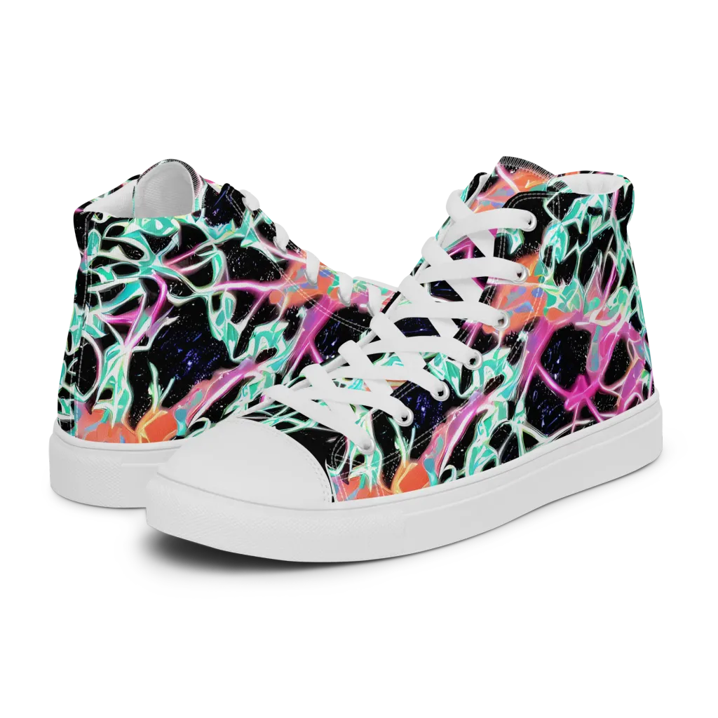 Pixel Lagoon on Men's High Top Canvas Shoes — Left