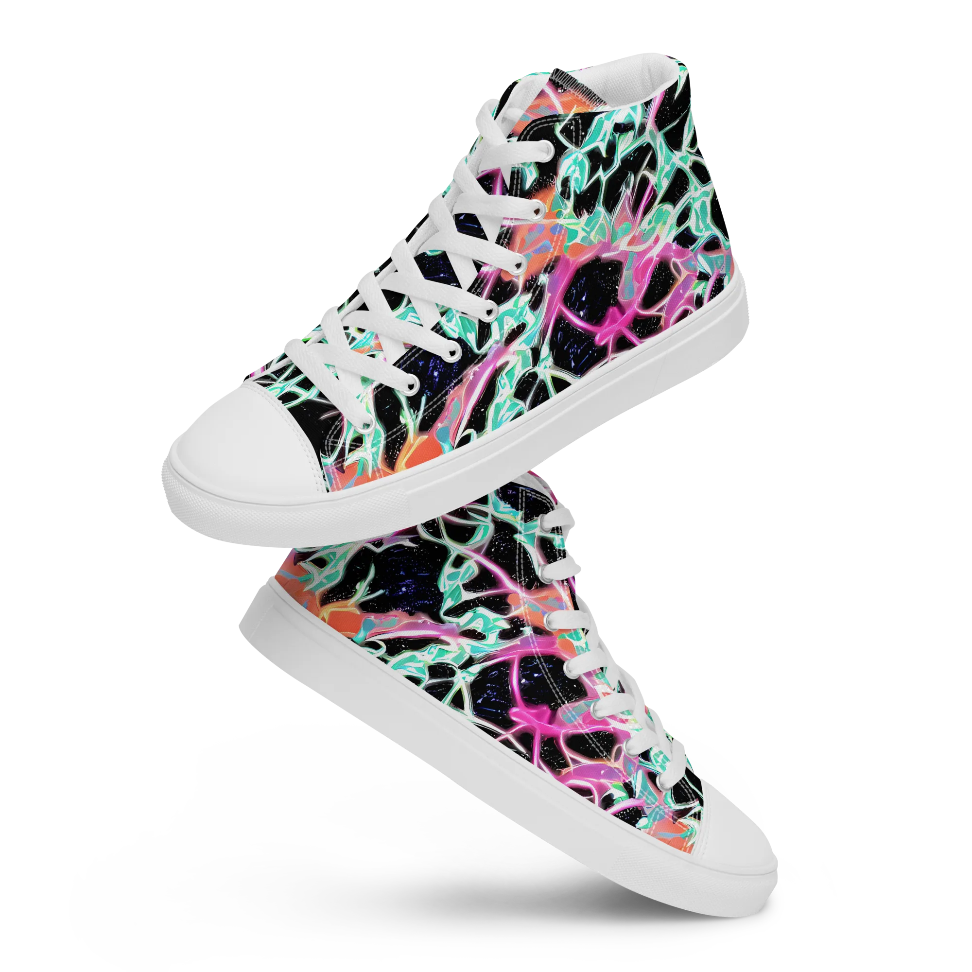 Pixel Lagoon on Men's High Top Canvas Shoes — Front
