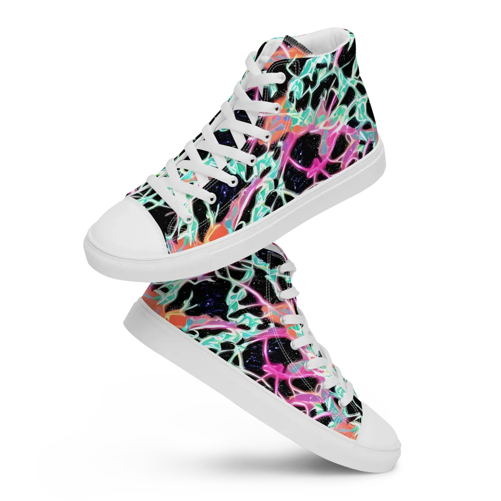 Pixel Lagoon on Men's High Top Canvas Shoes — Front