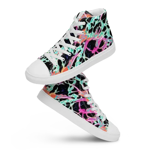 Pixel Lagoon on a Men's High Top Canvas Shoes