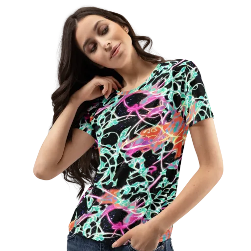 Pixel Lagoon on a Women's Crew Neck T-Shirt