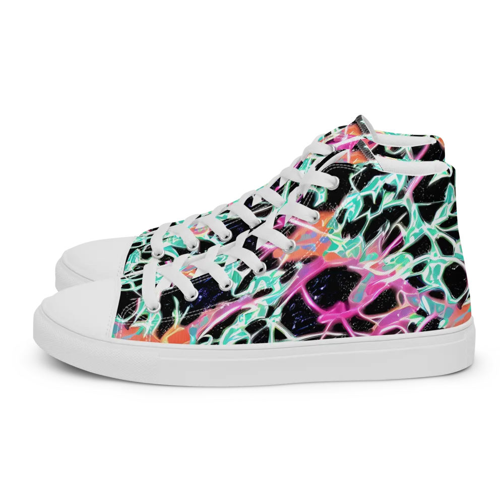 Pixel Lagoon on Women's High Top Canvas Shoes — Left