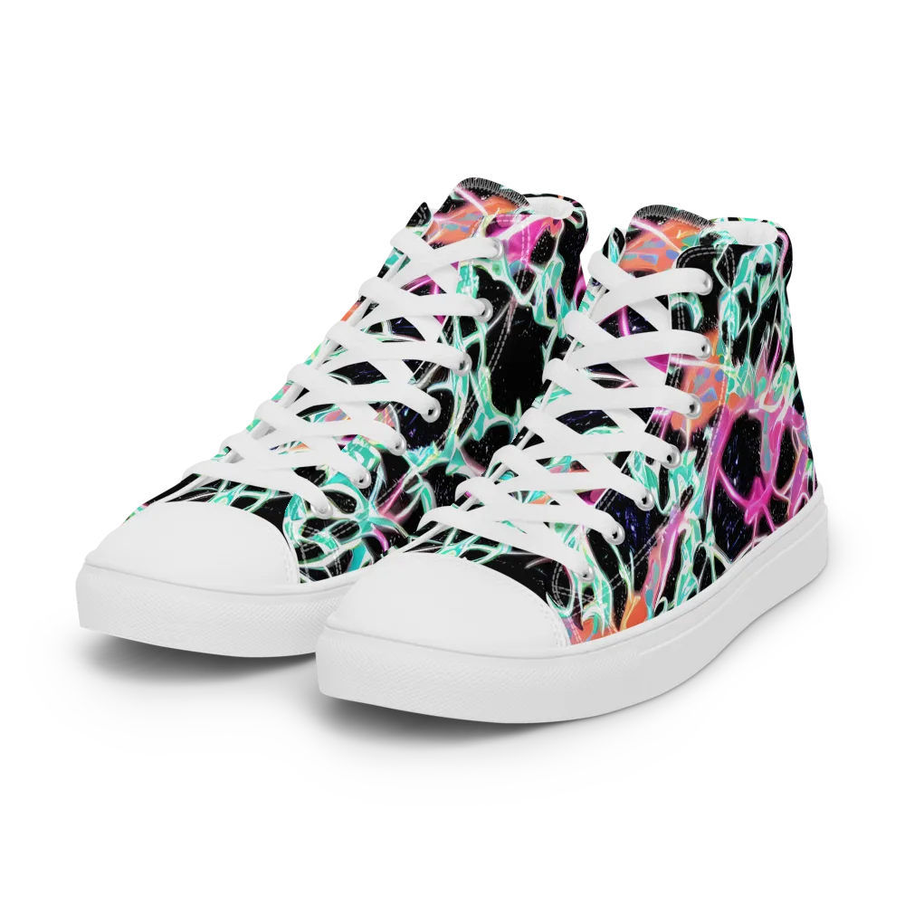 Pixel Lagoon on Women's High Top Canvas Shoes — Left Front