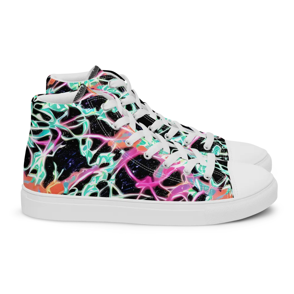 Pixel Lagoon on Women's High Top Canvas Shoes — Right