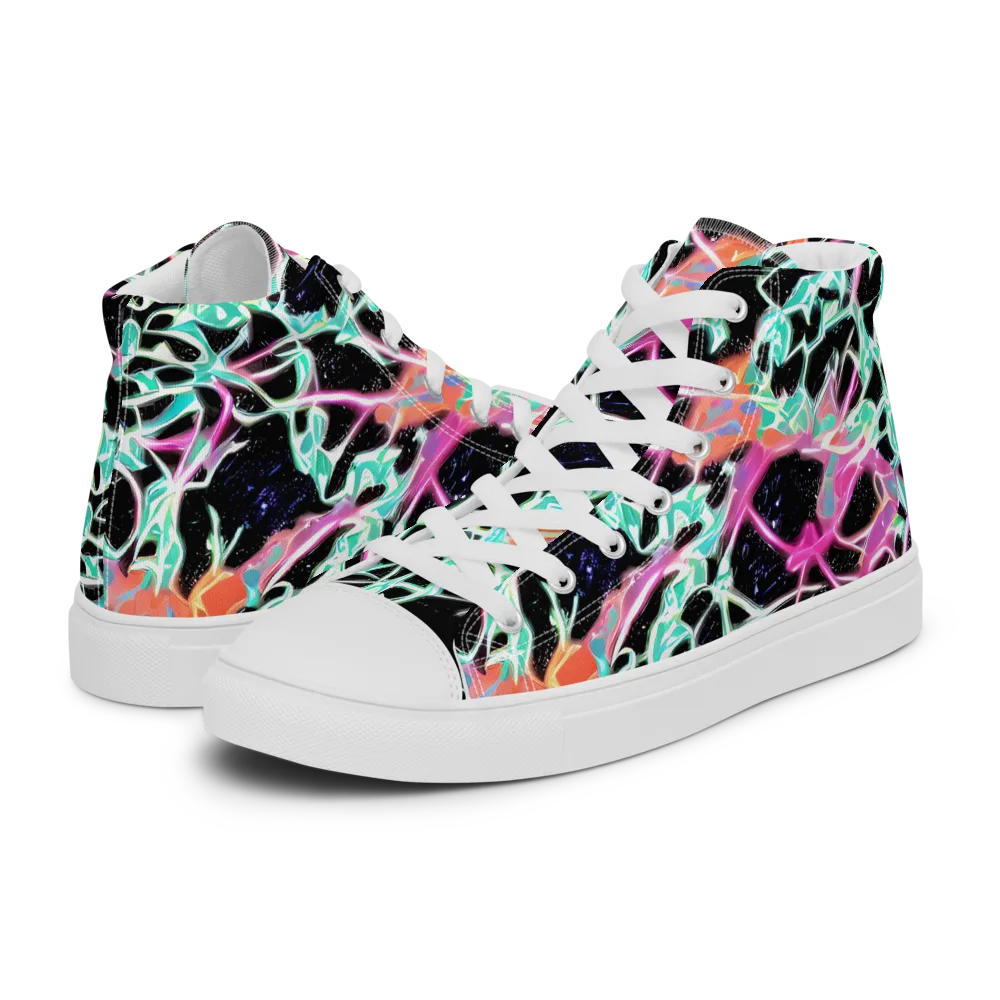 Pixel Lagoon on Women's High Top Canvas Shoes — Left
