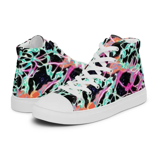 Pixel Lagoon on a Women's High Top Canvas Shoes