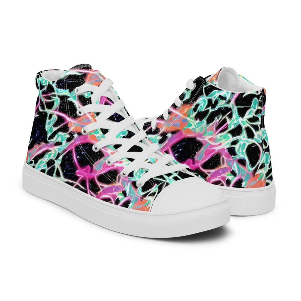 Pixel Lagoon on Women's High Top Canvas Shoes — Right