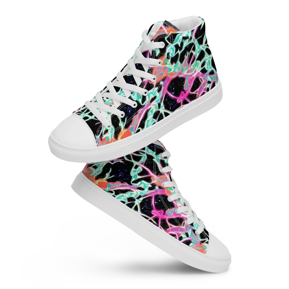 Pixel Lagoon on Women's High Top Canvas Shoes — Front