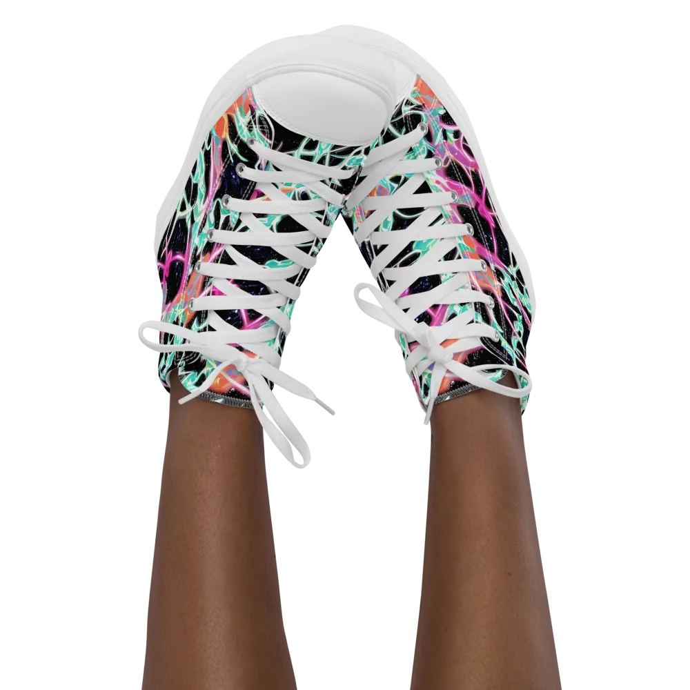 Pixel Lagoon on Women's High Top Canvas Shoes — Front
