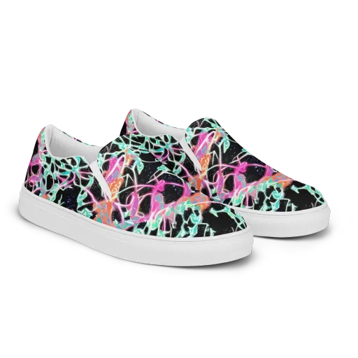 Pixel Lagoon on a Men's Slip-On Canvas Shoes