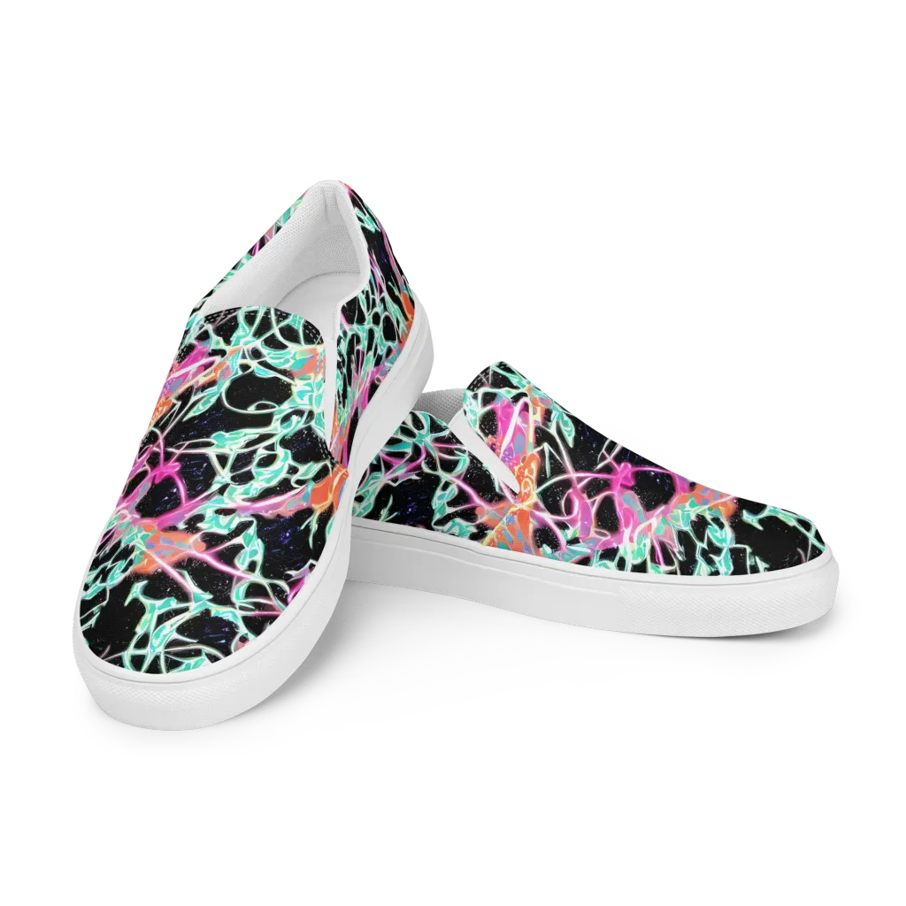 Pixel Lagoon on Men's Slip-On Canvas Shoes — Left Front