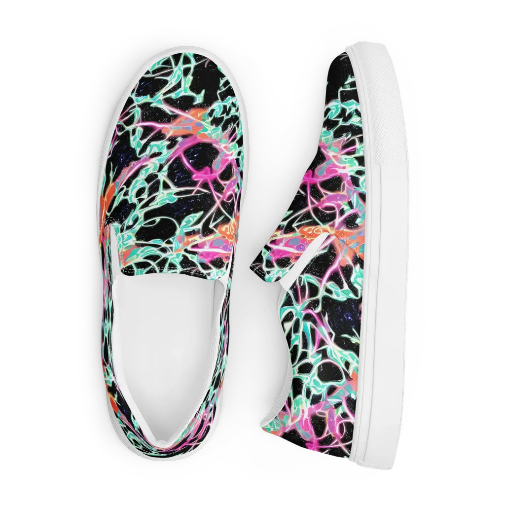 Pixel Lagoon on Men's Slip-On Canvas Shoes — Front