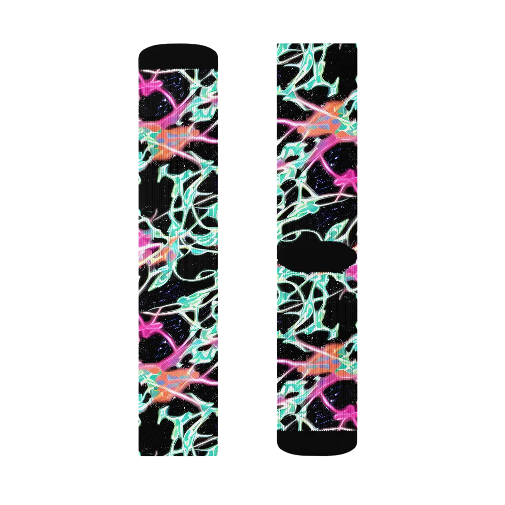 Pixel Lagoon on Socks — Left Sock