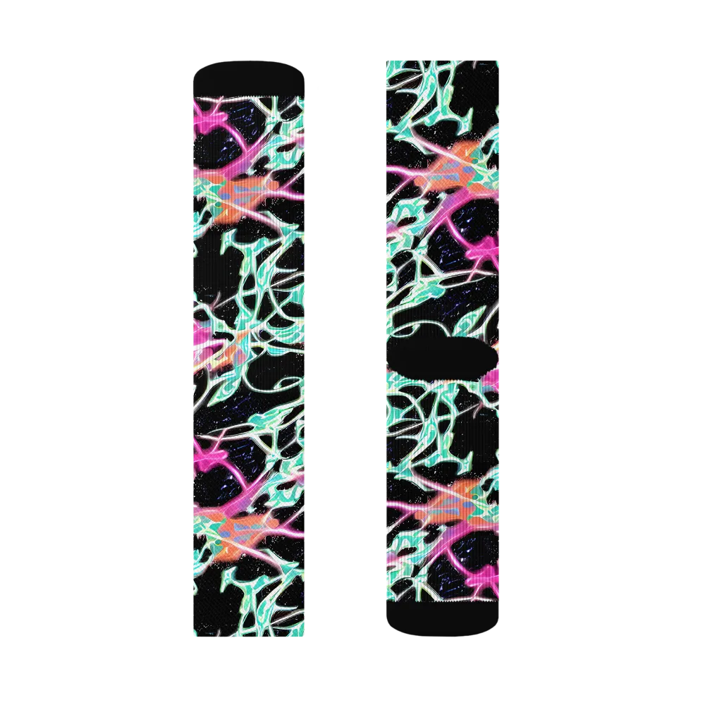 Pixel Lagoon on Socks — Right Sock
