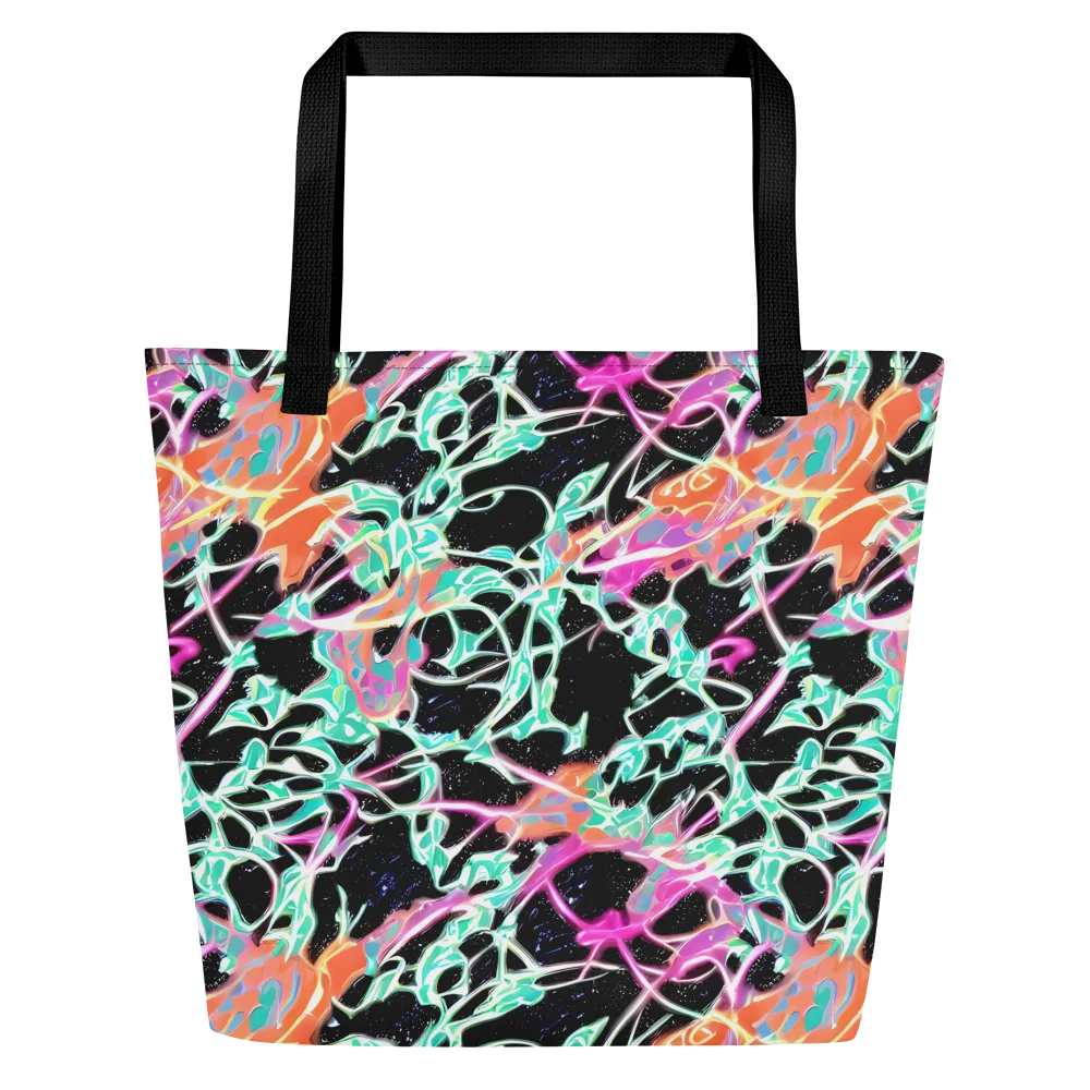 Pixel Lagoon on Large Tote Bag W/ Pocket — Front