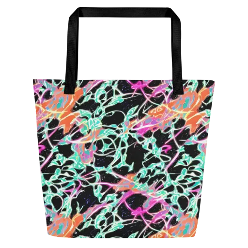 Pixel Lagoon on a Large Tote Bag W/ Pocket