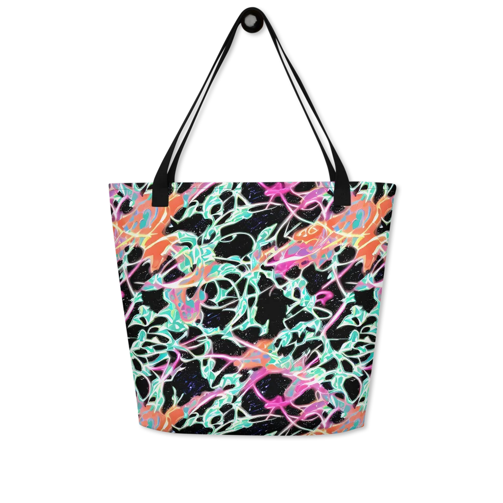 Pixel Lagoon on Large Tote Bag W/ Pocket — Front
