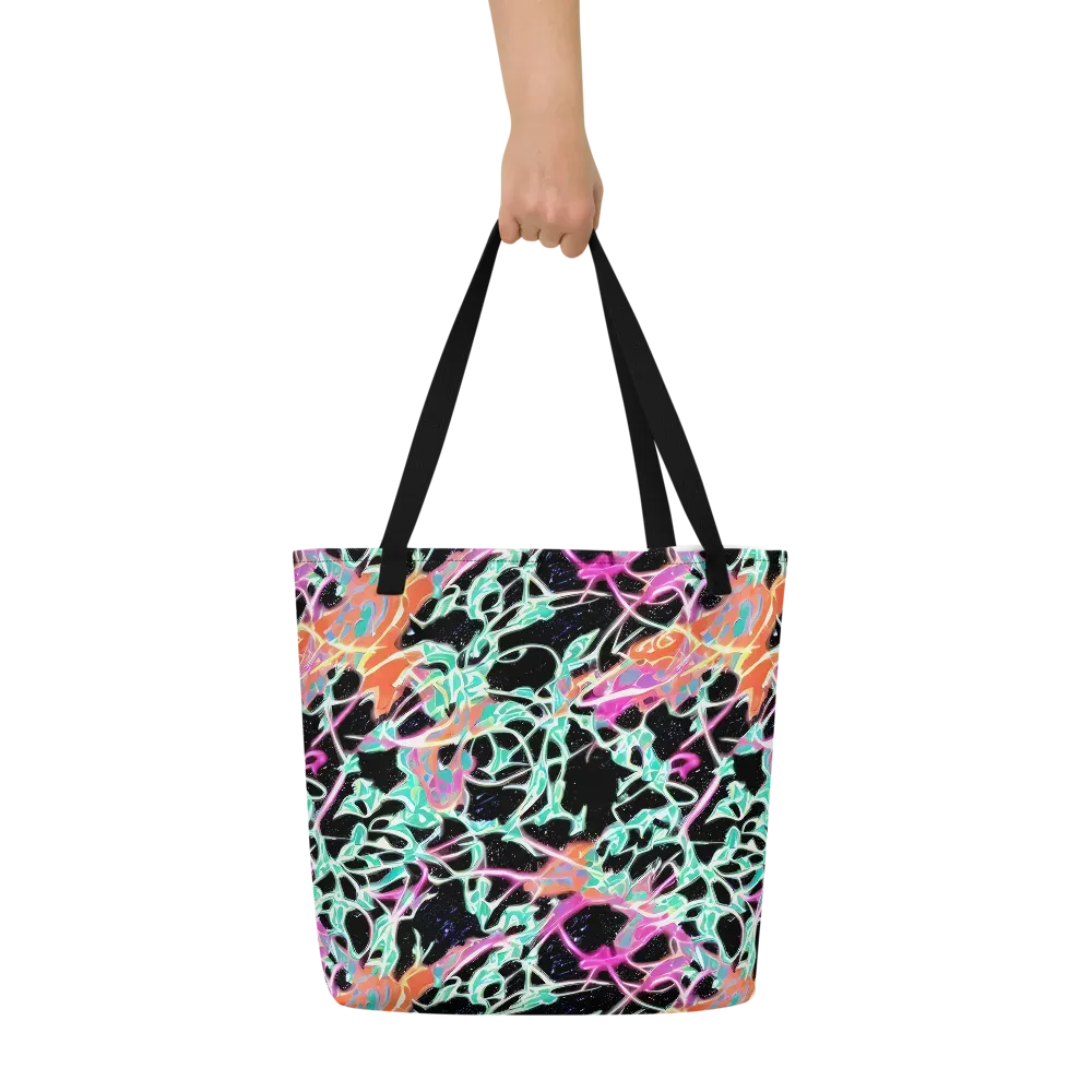 Pixel Lagoon on Large Tote Bag W/ Pocket — Front