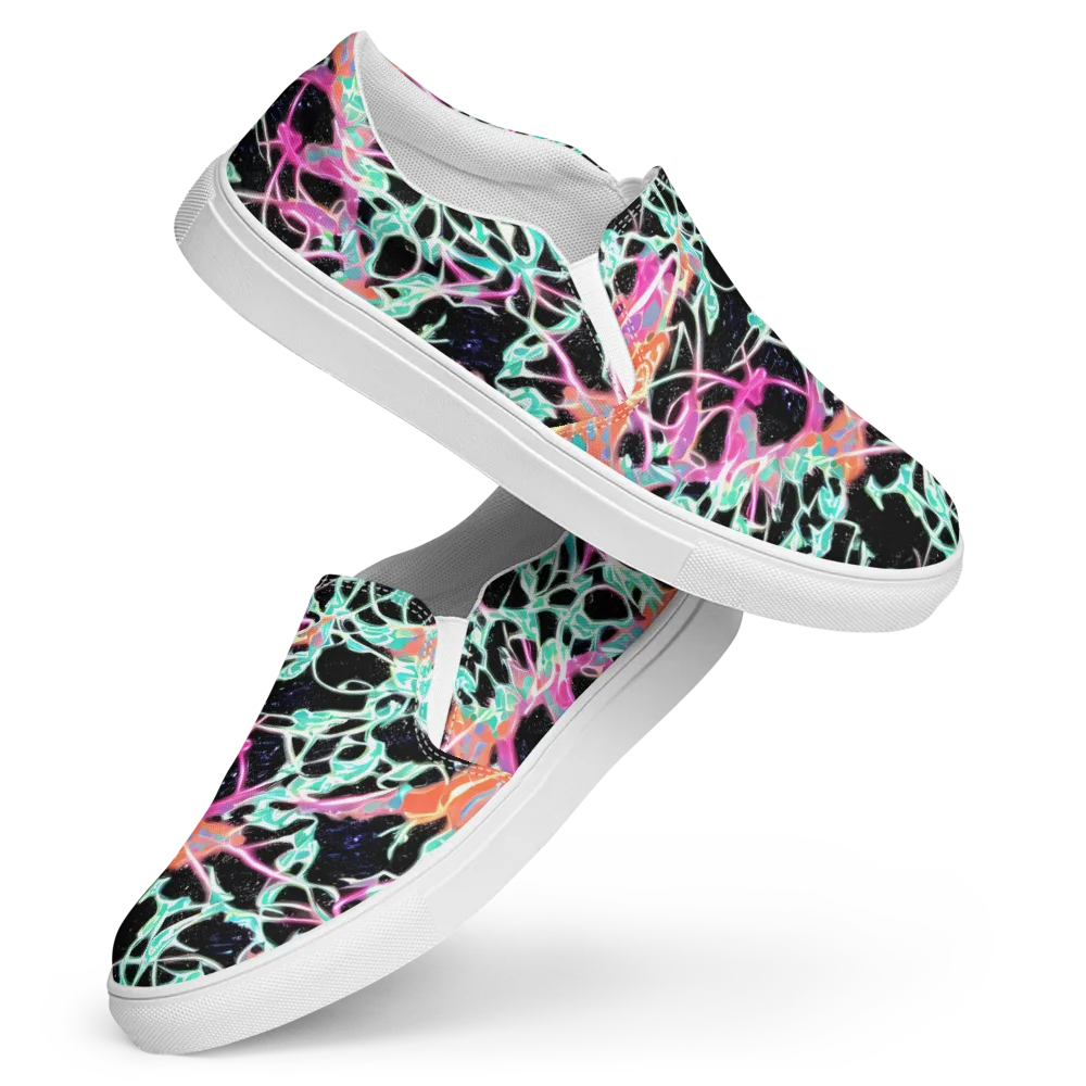Pixel Lagoon on Women's Slip-On Canvas Shoes — Front