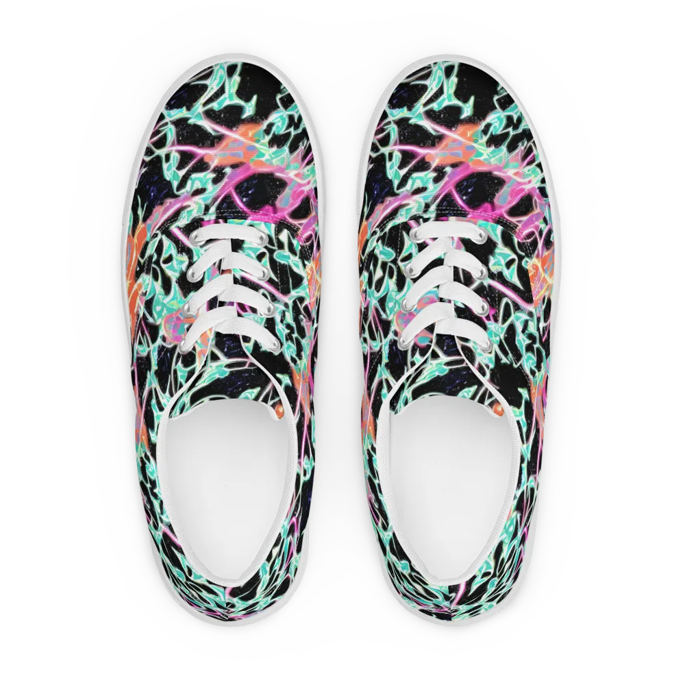 Pixel Lagoon on Men's Lace-Up Canvas Shoes — Front