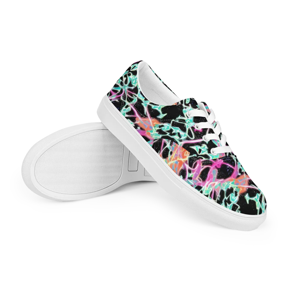 Pixel Lagoon on Men's Lace-Up Canvas Shoes — Right Front