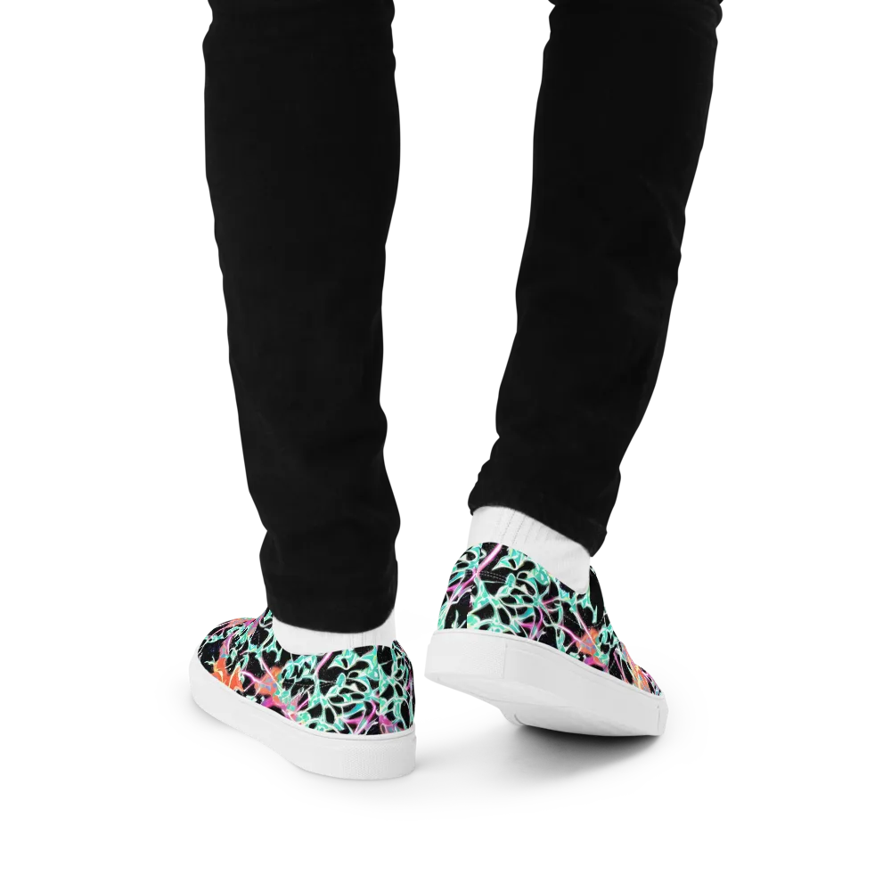 Pixel Lagoon on Men's Lace-Up Canvas Shoes — Back