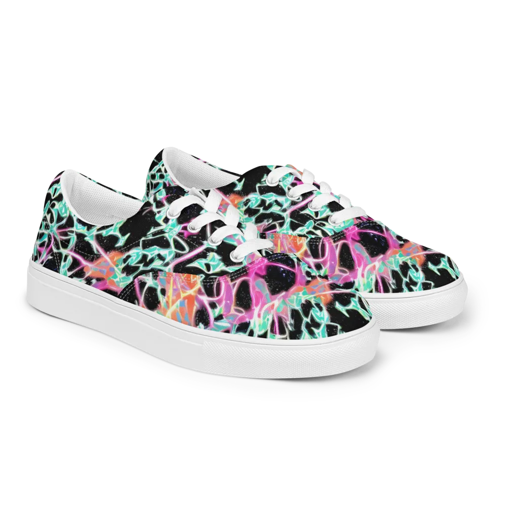 Pixel Lagoon on Men's Lace-Up Canvas Shoes — Right Front