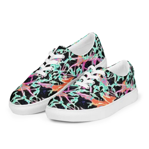 Pixel Lagoon on a Men's Lace-Up Canvas Shoes