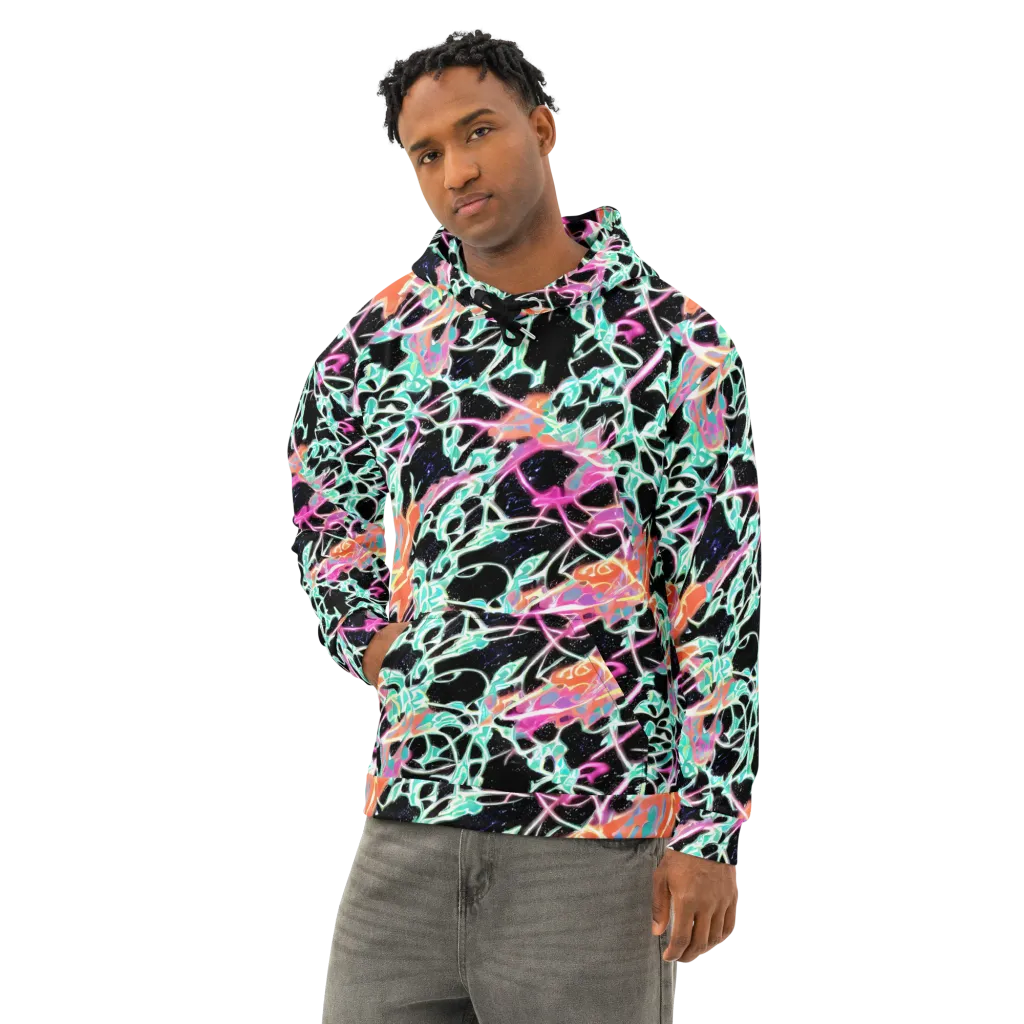 Pixel Lagoon on Cotton Hoodie — Left Front