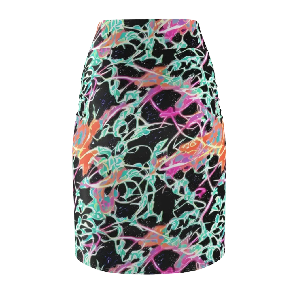 Pixel Lagoon on Pencil Skirt — Back