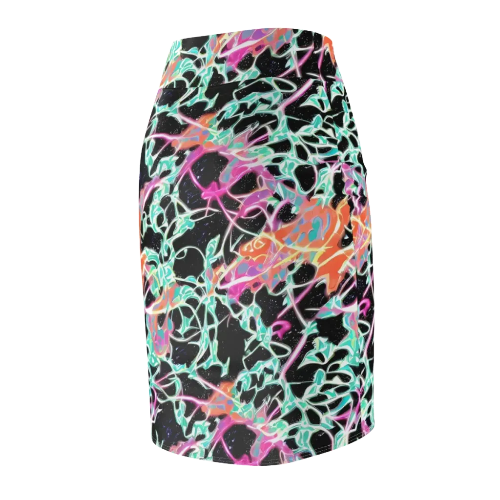Pixel Lagoon on Pencil Skirt — Back Side