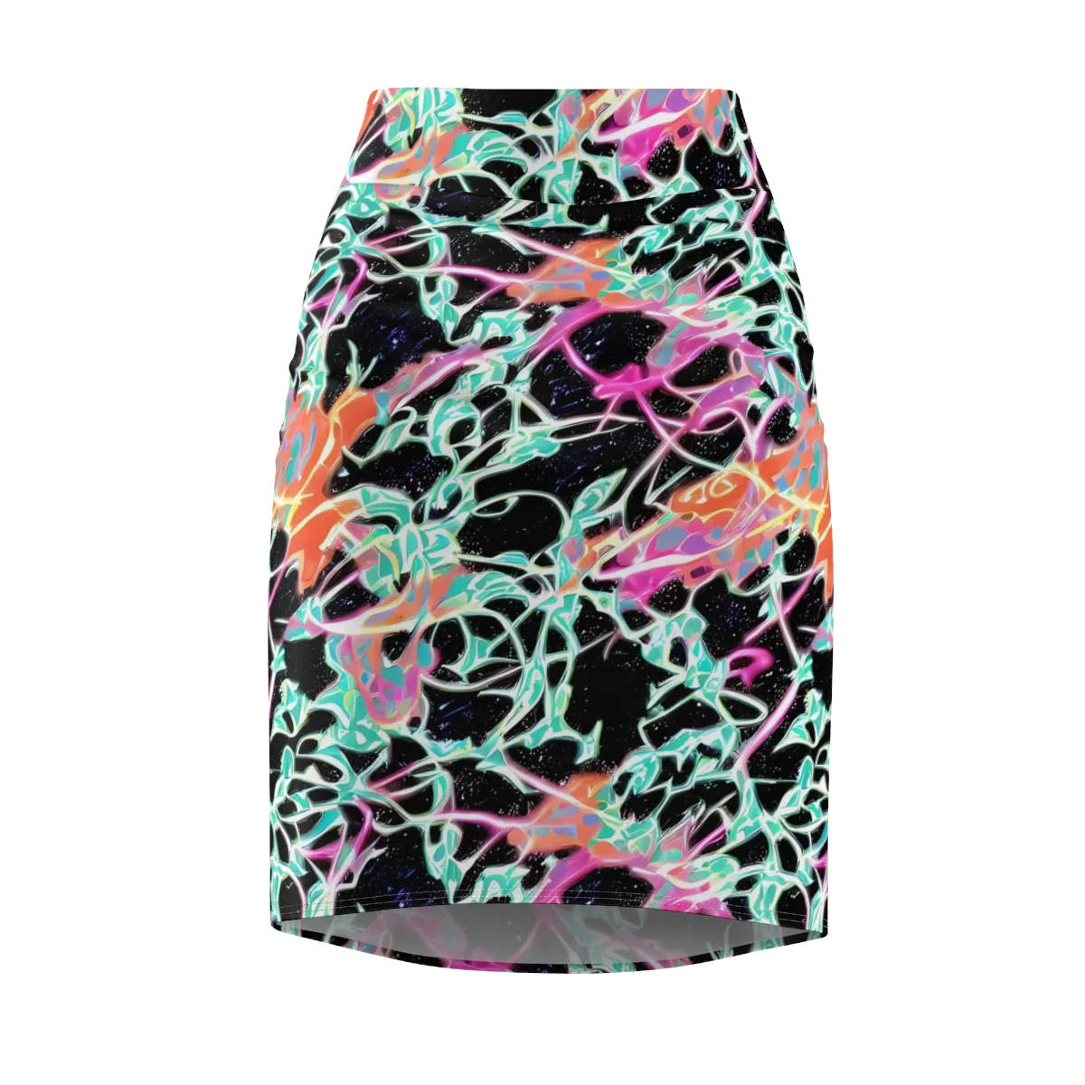 Pixel Lagoon on Pencil Skirt — Front