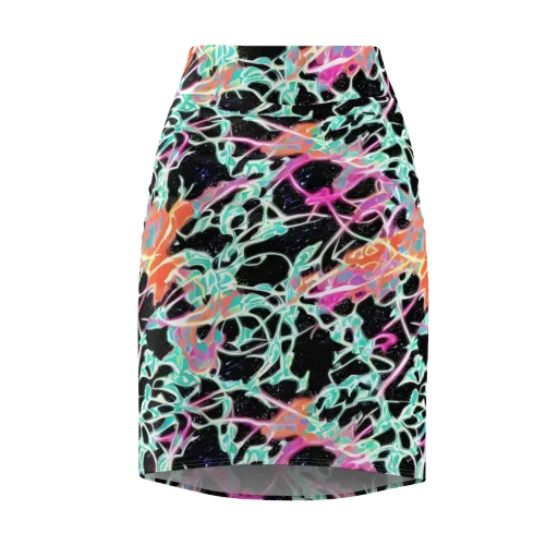 Pixel Lagoon on a Pencil Skirt