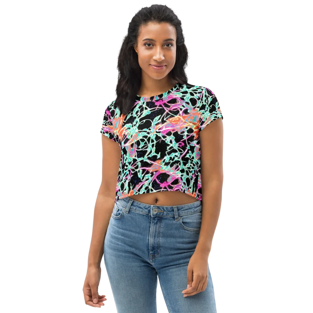 Pixel Lagoon on Crop Tee — Front