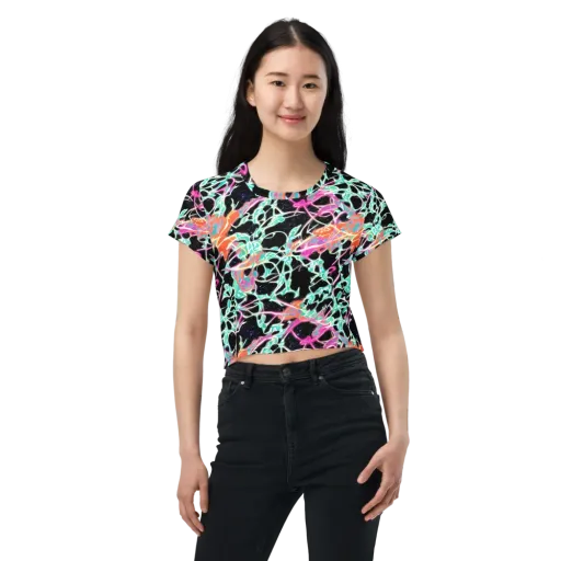 Pixel Lagoon on a Crop Tee