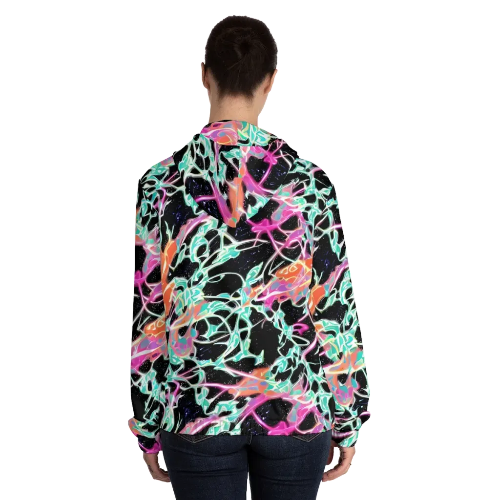 Pixel Lagoon on Women's Full-Zip Hoodie — Back On Person