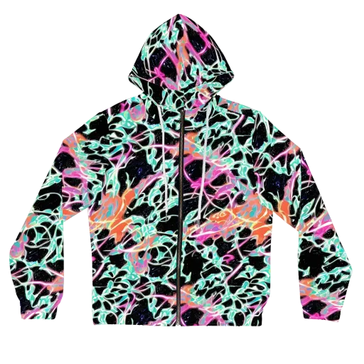 Pixel Lagoon on a Women's Full-Zip Hoodie