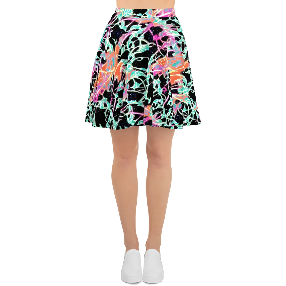 Pixel Lagoon on Skater Skirt — Front