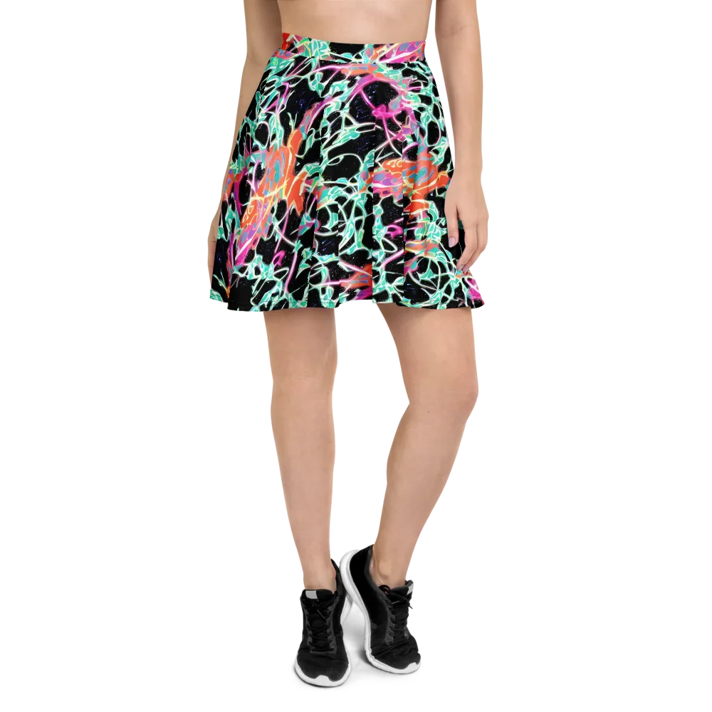 Pixel Lagoon on Skater Skirt — Front