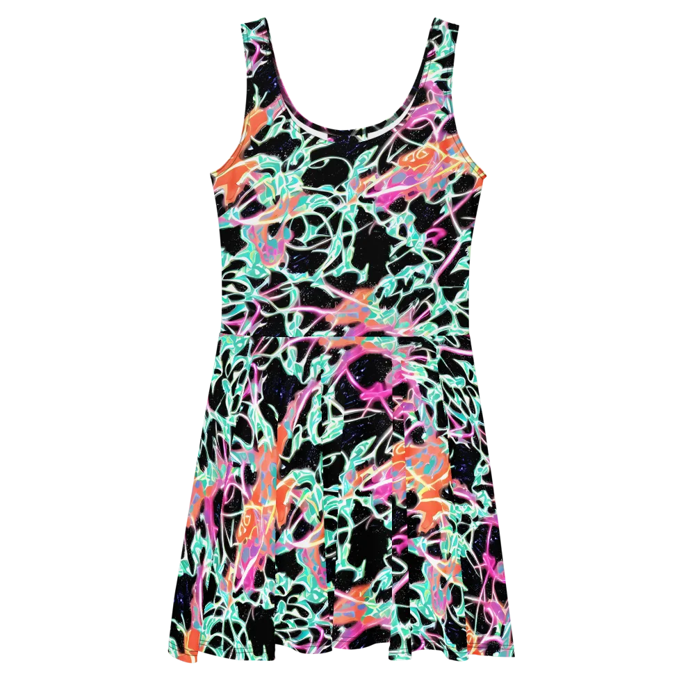 Pixel Lagoon on Skater Dress — Front