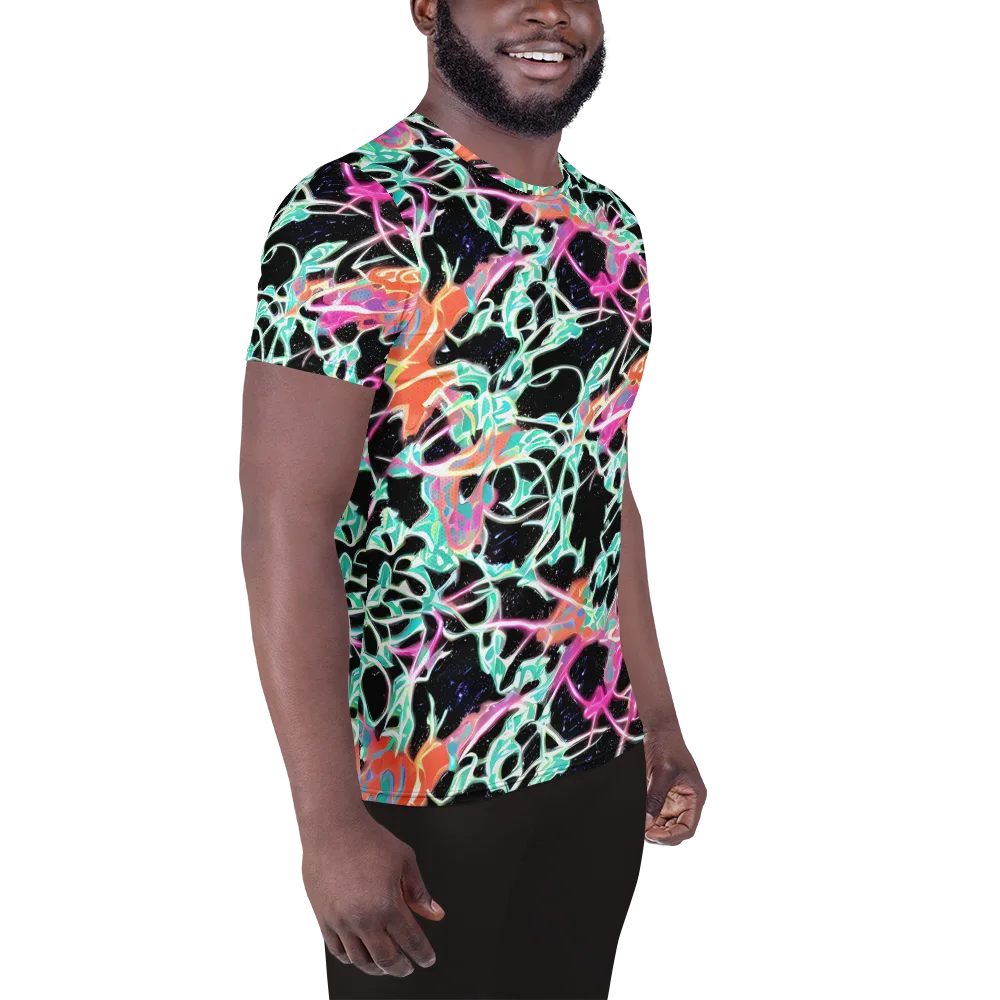 Pixel Lagoon on Men's Athletic T-Shirt — Right