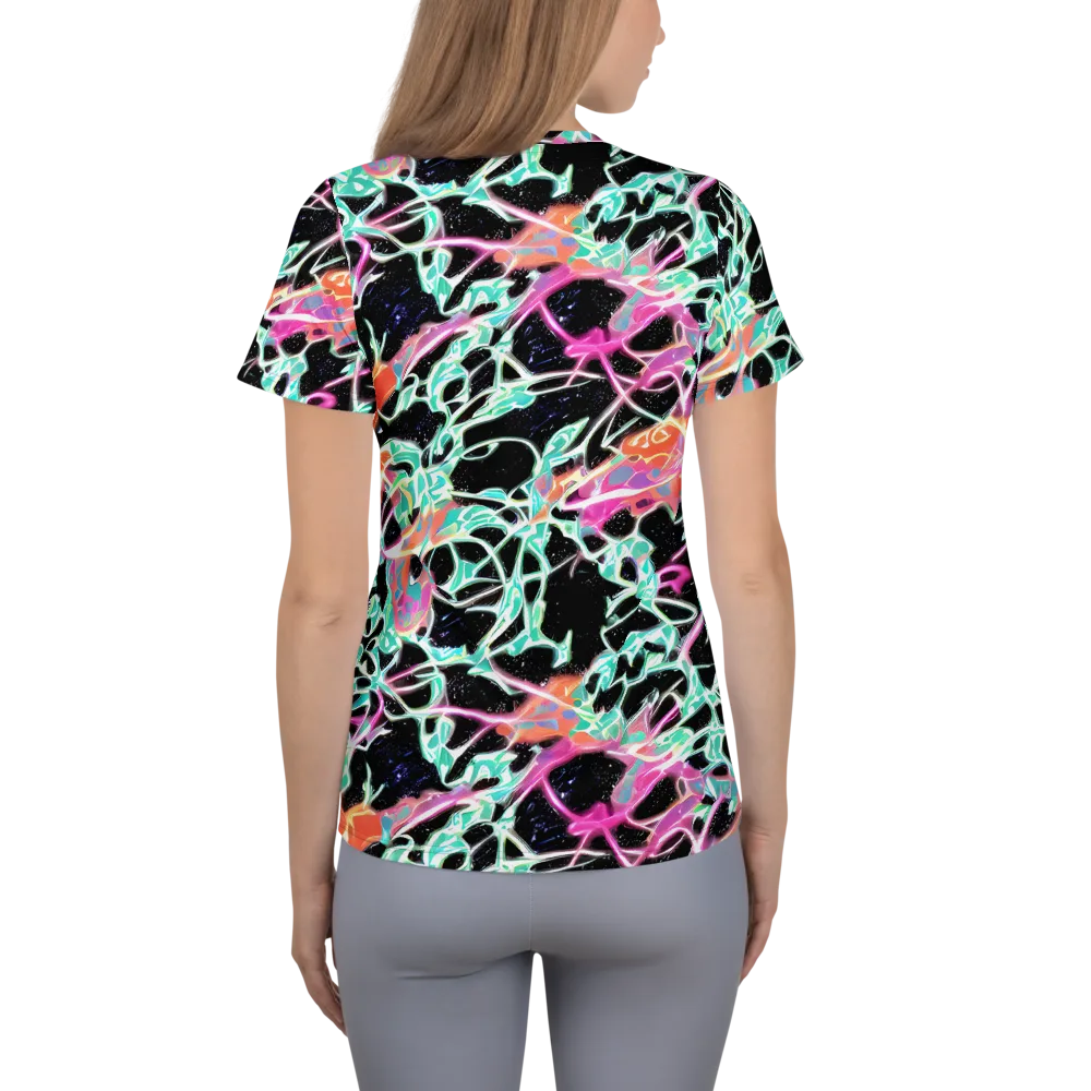 Pixel Lagoon on Women's Athletic T-Shirt — Back