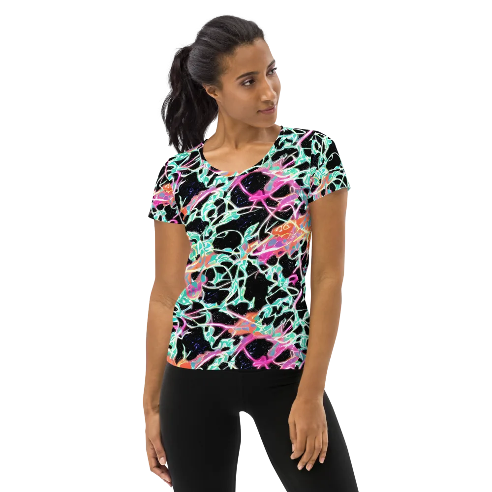 Pixel Lagoon on Women's Athletic T-Shirt — Front