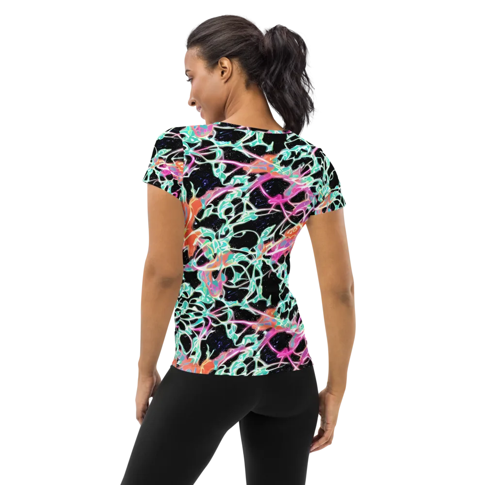 Pixel Lagoon on Women's Athletic T-Shirt — Back