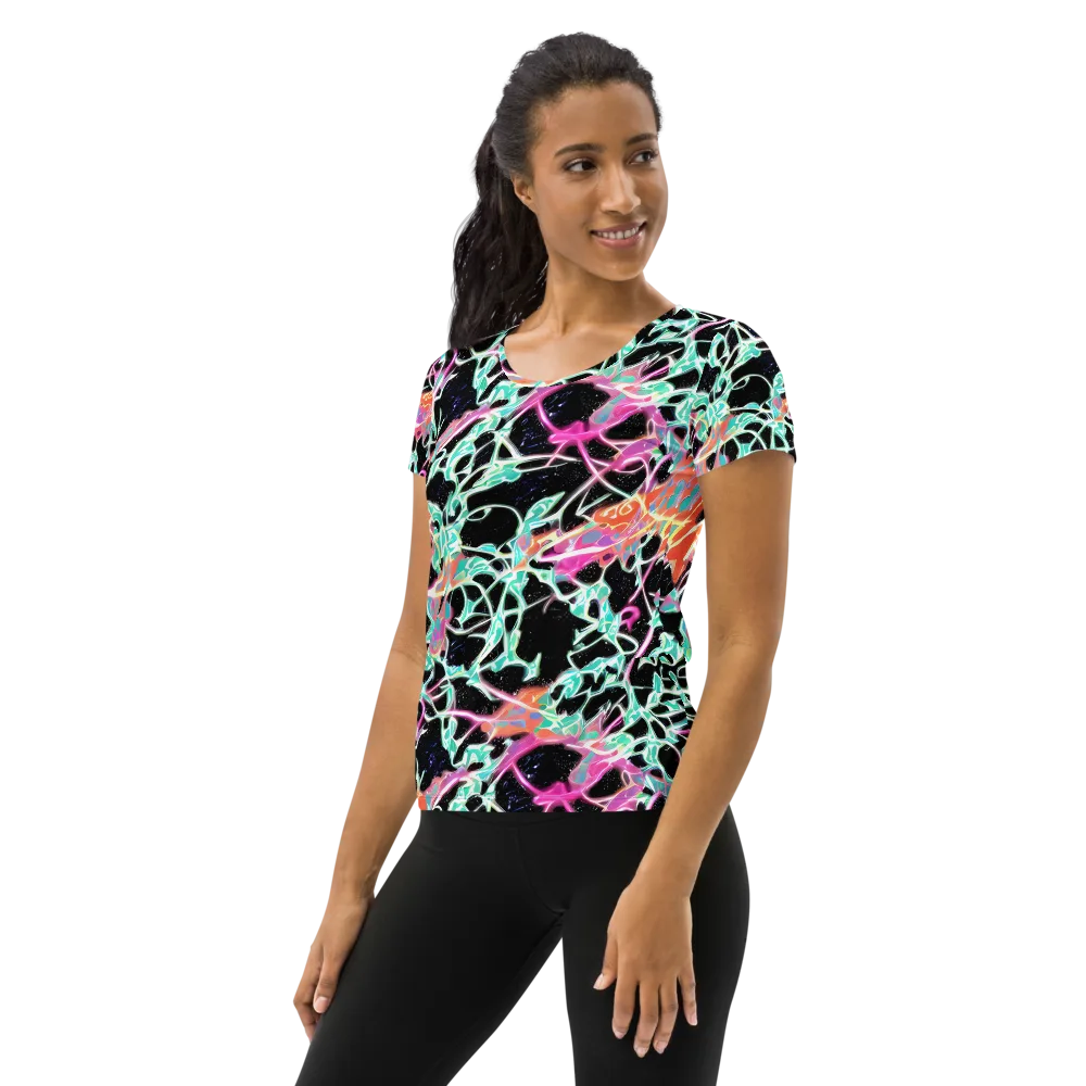 Pixel Lagoon on Women's Athletic T-Shirt — Left